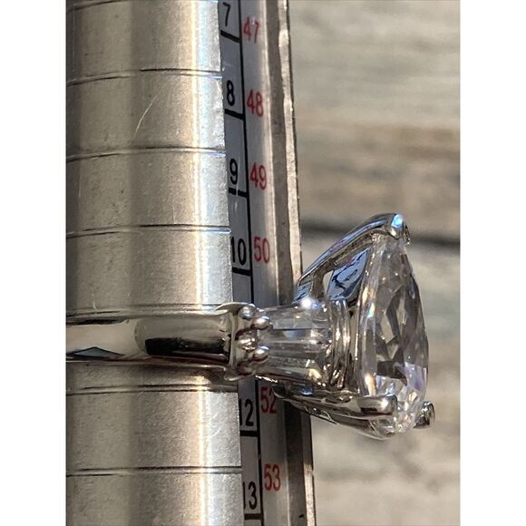 Costume Silver Plated Pear Shape Cubic Zirconia Ring size 5.75 NWOT Fashion - Picture 5 of 9